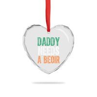 Funny Irish Beer Drinking Heart Crystal Glass Ornament Daddy Needs A Beoir Fathers Day