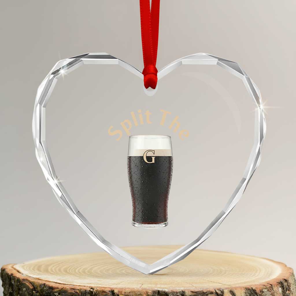 Funny Irish Beer Split The G Heart Crystal Glass Ornament St Patricks Day Stout Beer Drinking Day