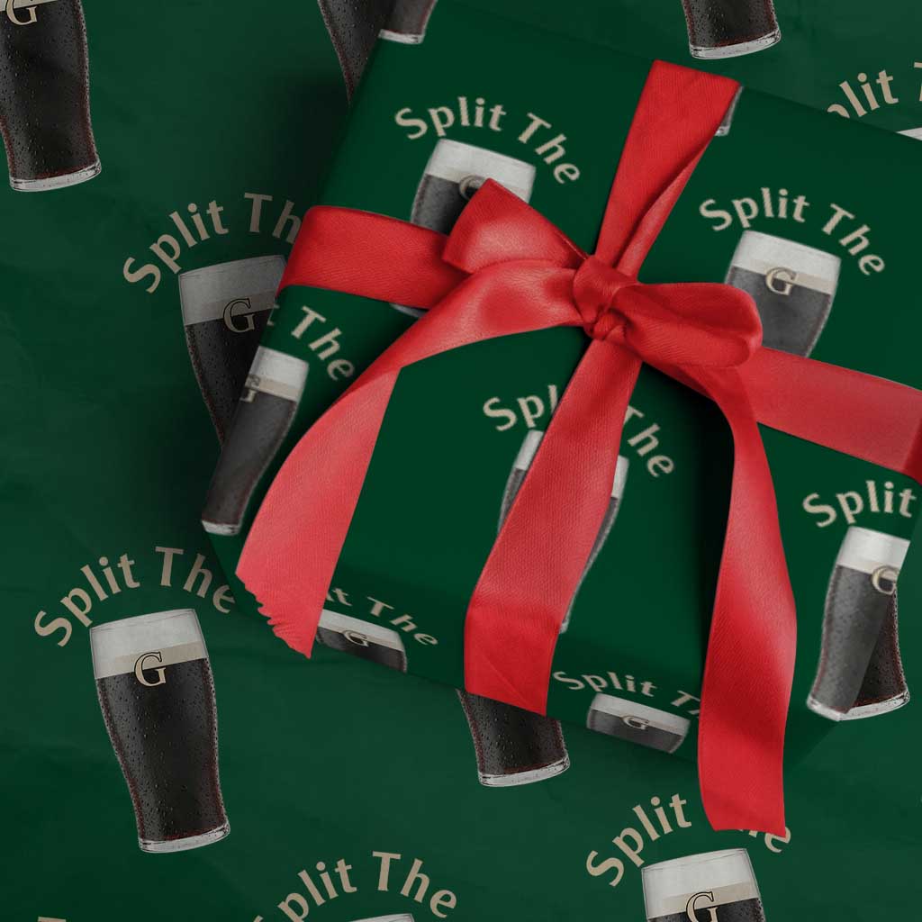 Funny Irish Beer Split The G Wrapping Paper Roll St Patricks Day Stout Beer Drinking Day