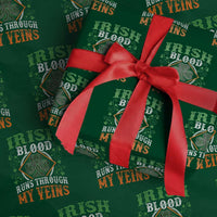 Funny Irish Blood Runs Through My Veins Wrapping Paper Roll Irish Pride Shamrock - Wonder Print Shop