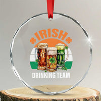 Funny Irish Drinking Team Crystal Glass Ornament St Patricks Day Vintage Beer Ireland Flag Clover