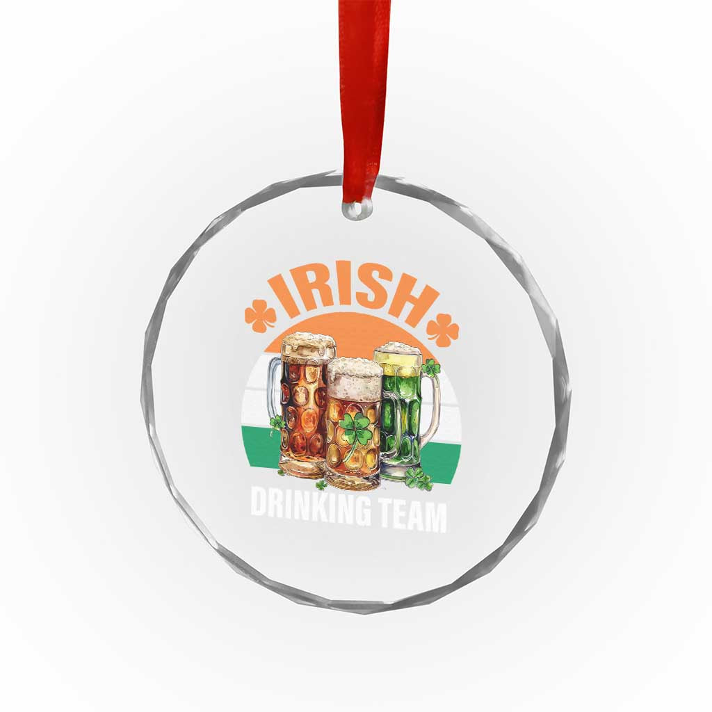 Funny Irish Drinking Team Crystal Glass Ornament St Patricks Day Vintage Beer Ireland Flag Clover
