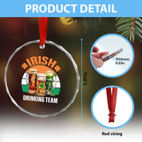 Funny Irish Drinking Team Crystal Glass Ornament St Patricks Day Vintage Beer Ireland Flag Clover