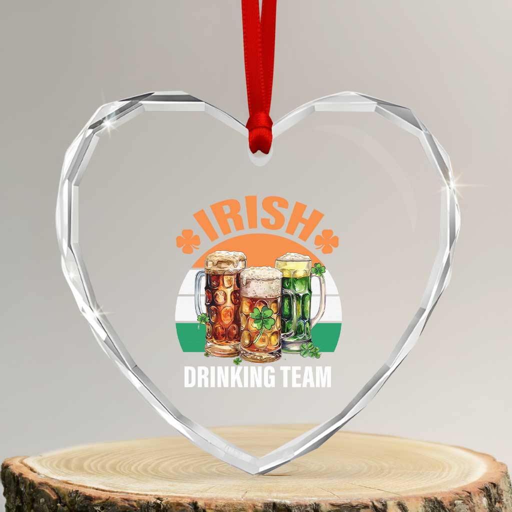 Funny Irish Drinking Team Heart Crystal Glass Ornament St Patricks Day Vintage Beer Ireland Flag Clover