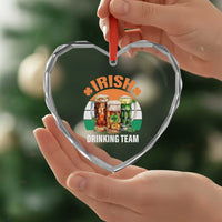 Funny Irish Drinking Team Heart Crystal Glass Ornament St Patricks Day Vintage Beer Ireland Flag Clover