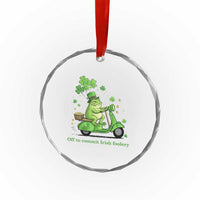 Funny Irish Frog Off To Commit Foolery Crystal Glass Ornament St Patricks Day Gift