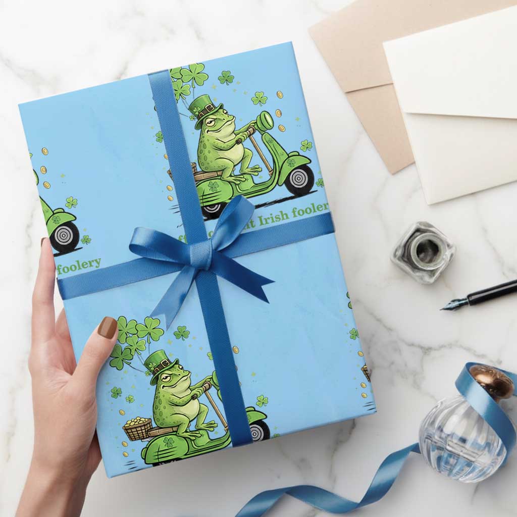Funny Irish Frog Off To Commit Foolery Wrapping Paper Roll St Patricks Day Gift