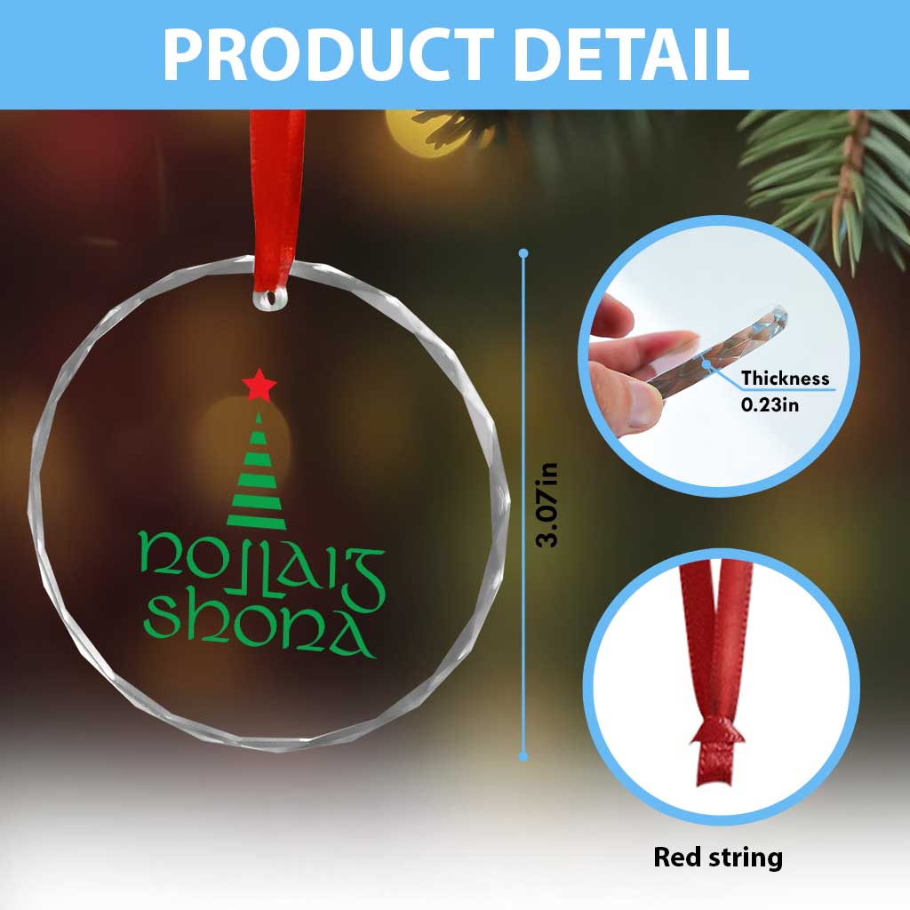 Funny Irish Gaelic Xmas Nollaig Shona Crystal Glass Ornament Xmas Tree TS11