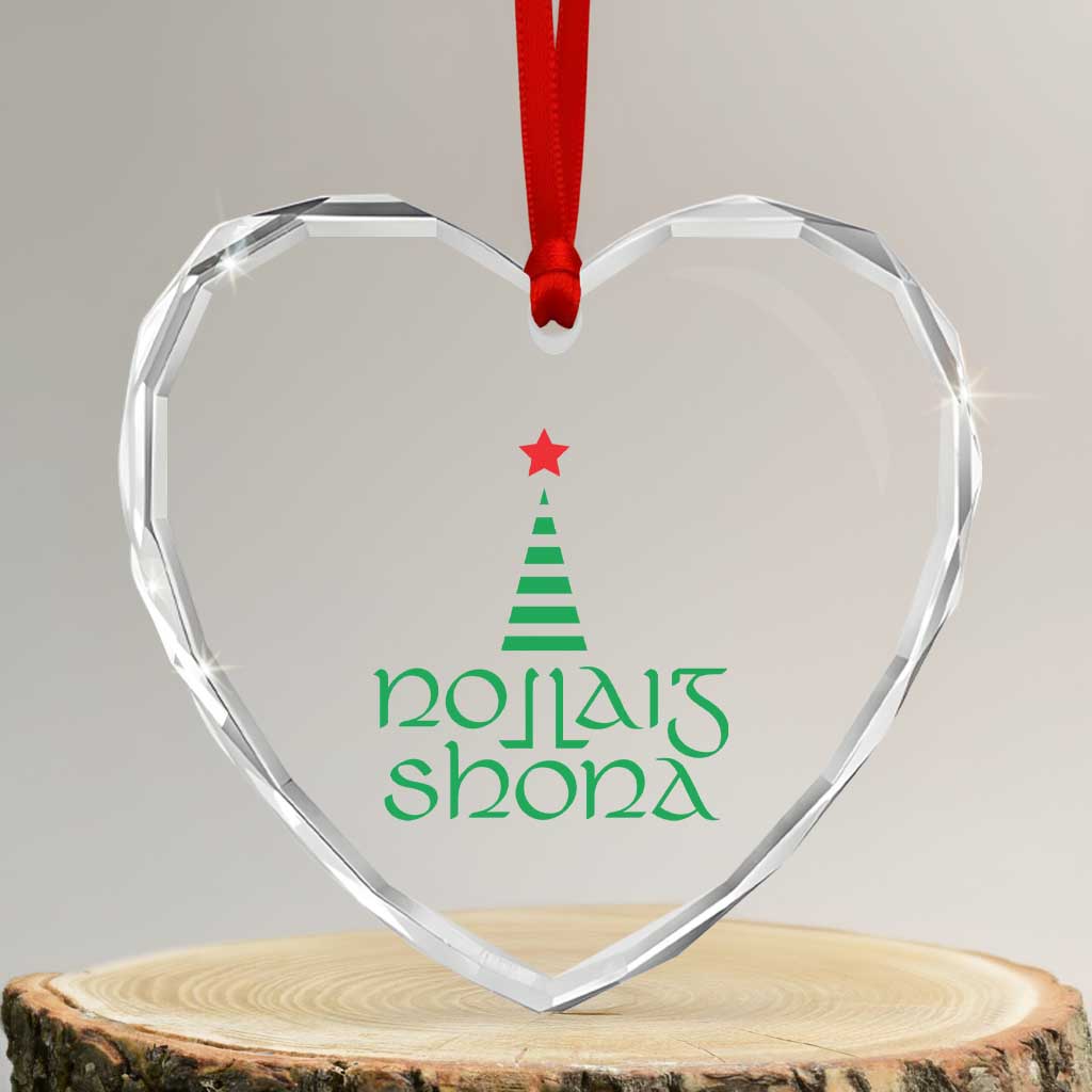 Funny Irish Gaelic Xmas Nollaig Shona Heart Crystal Glass Ornament Xmas Tree - Wonder Print Shop