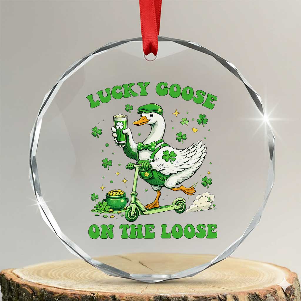 Funny Irish Goose Lover Crystal Glass Ornament Lucky Goose On The Loose