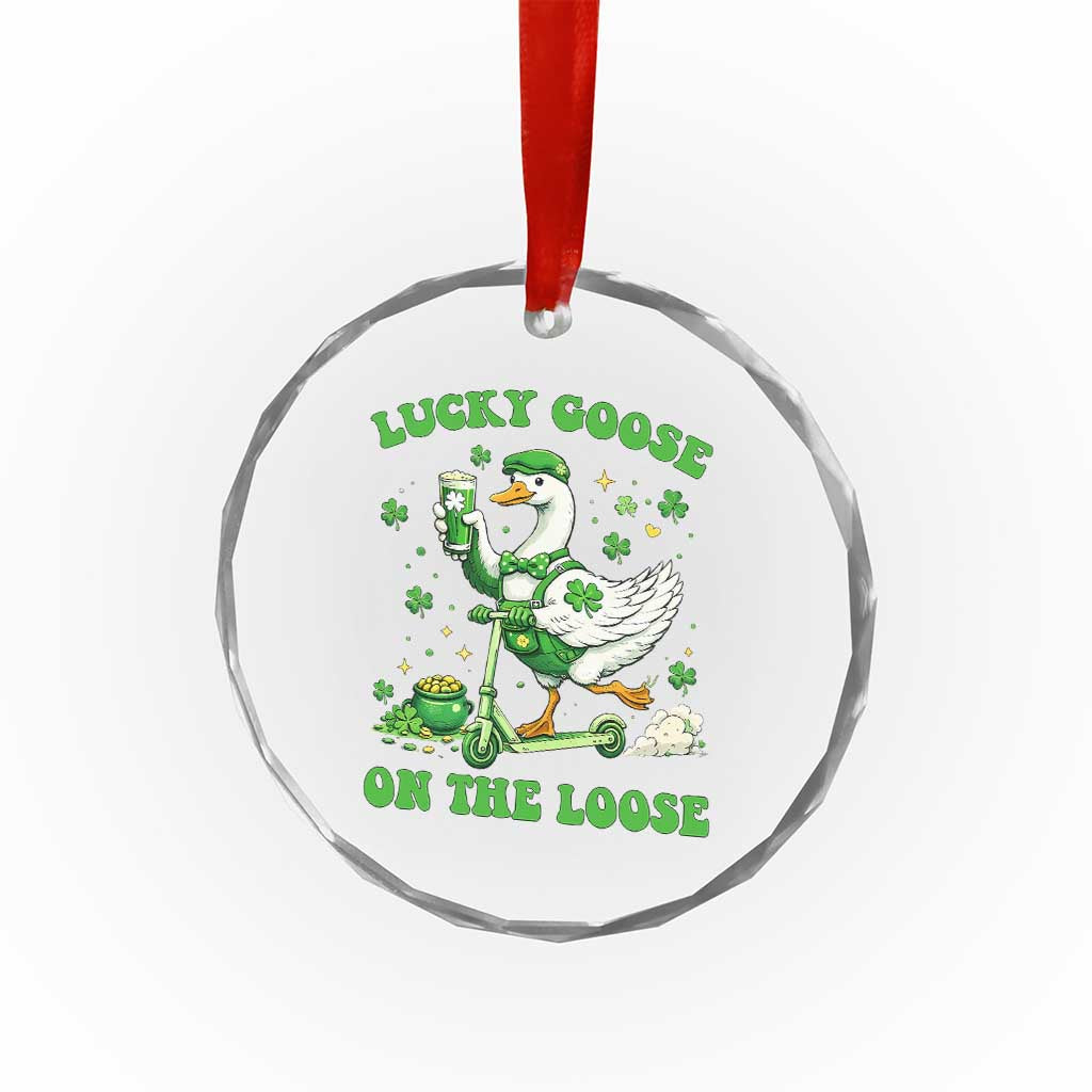 Funny Irish Goose Lover Crystal Glass Ornament Lucky Goose On The Loose