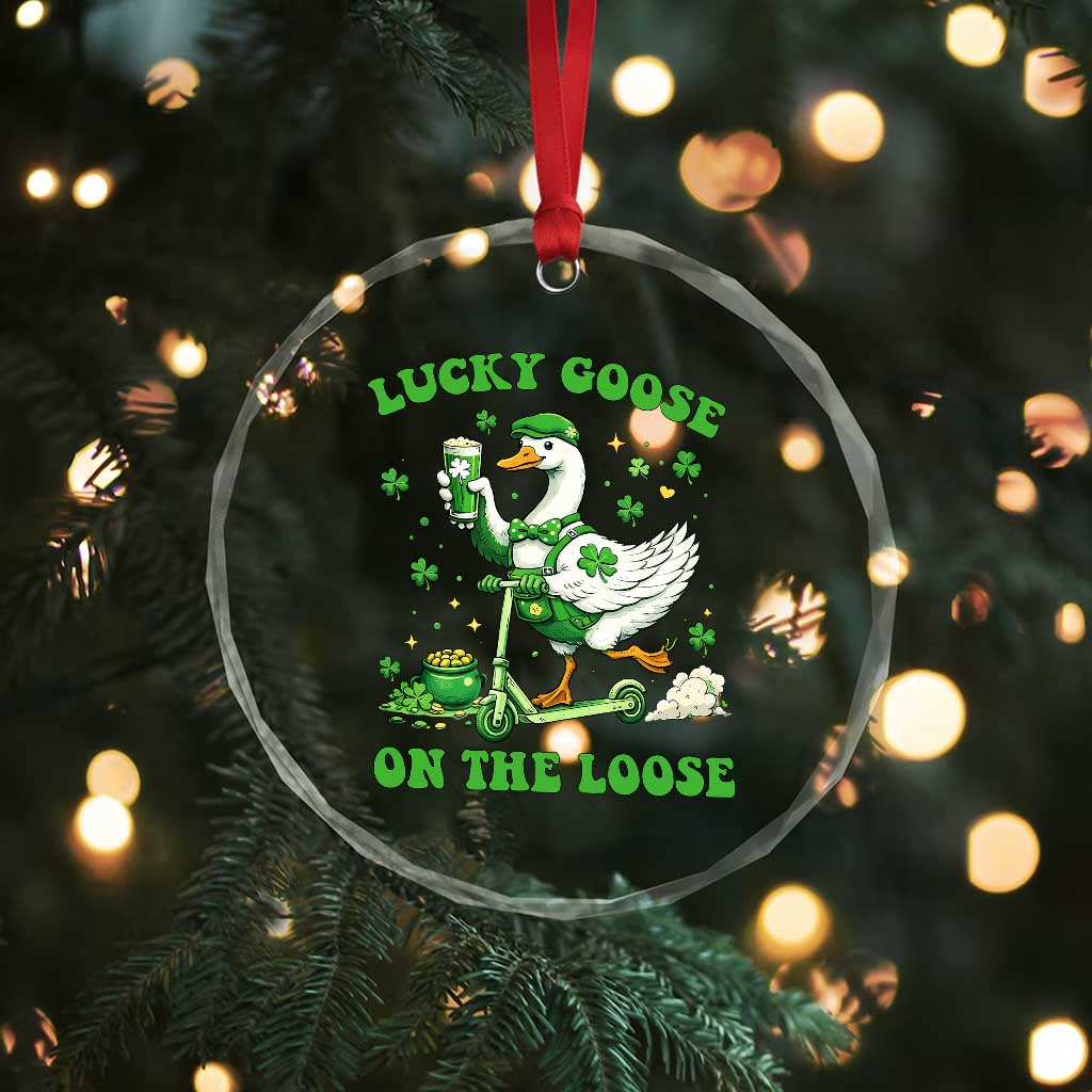 Funny Irish Goose Lover Crystal Glass Ornament Lucky Goose On The Loose
