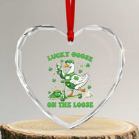 Funny Irish Goose Lover Heart Crystal Glass Ornament Lucky Goose On The Loose