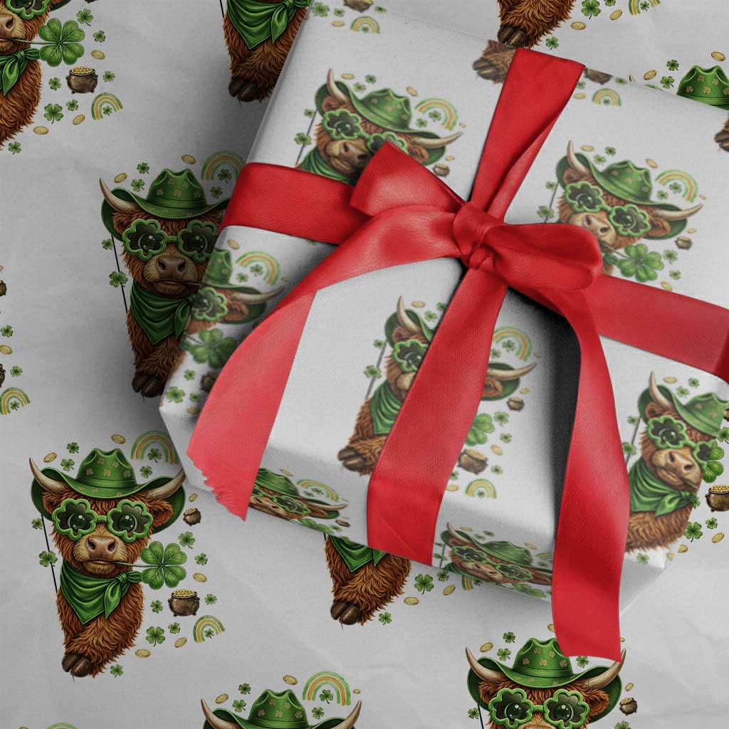 Funny Irish Highland Cow Wrapping Paper Roll St Patricks Day Gift