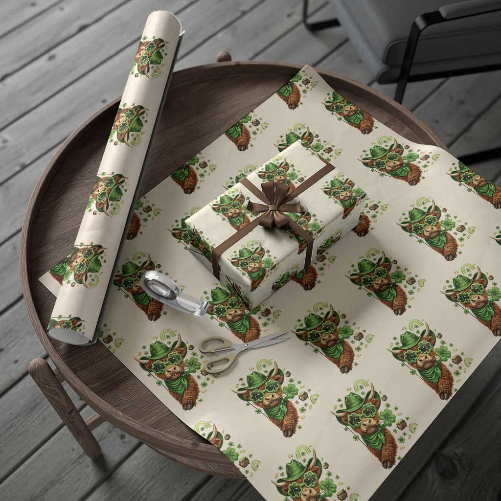 Funny Irish Highland Cow Wrapping Paper Roll St Patricks Day Gift