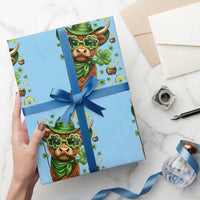 Funny Irish Highland Cow Wrapping Paper Roll St Patricks Day Gift