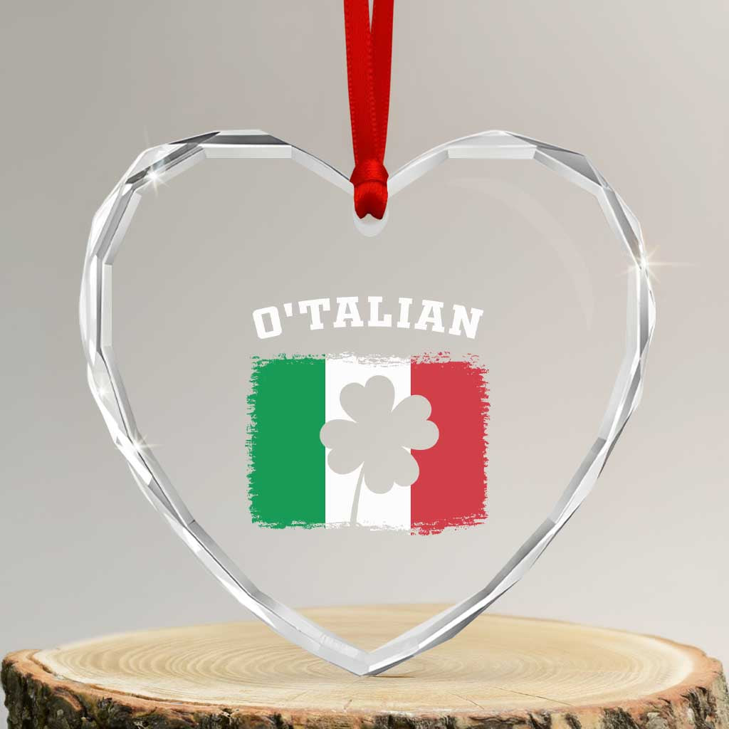 Funny Irish Italian St. Patrick's Day O'Talian Heart Crystal Glass Ornament - Wonder Print Shop