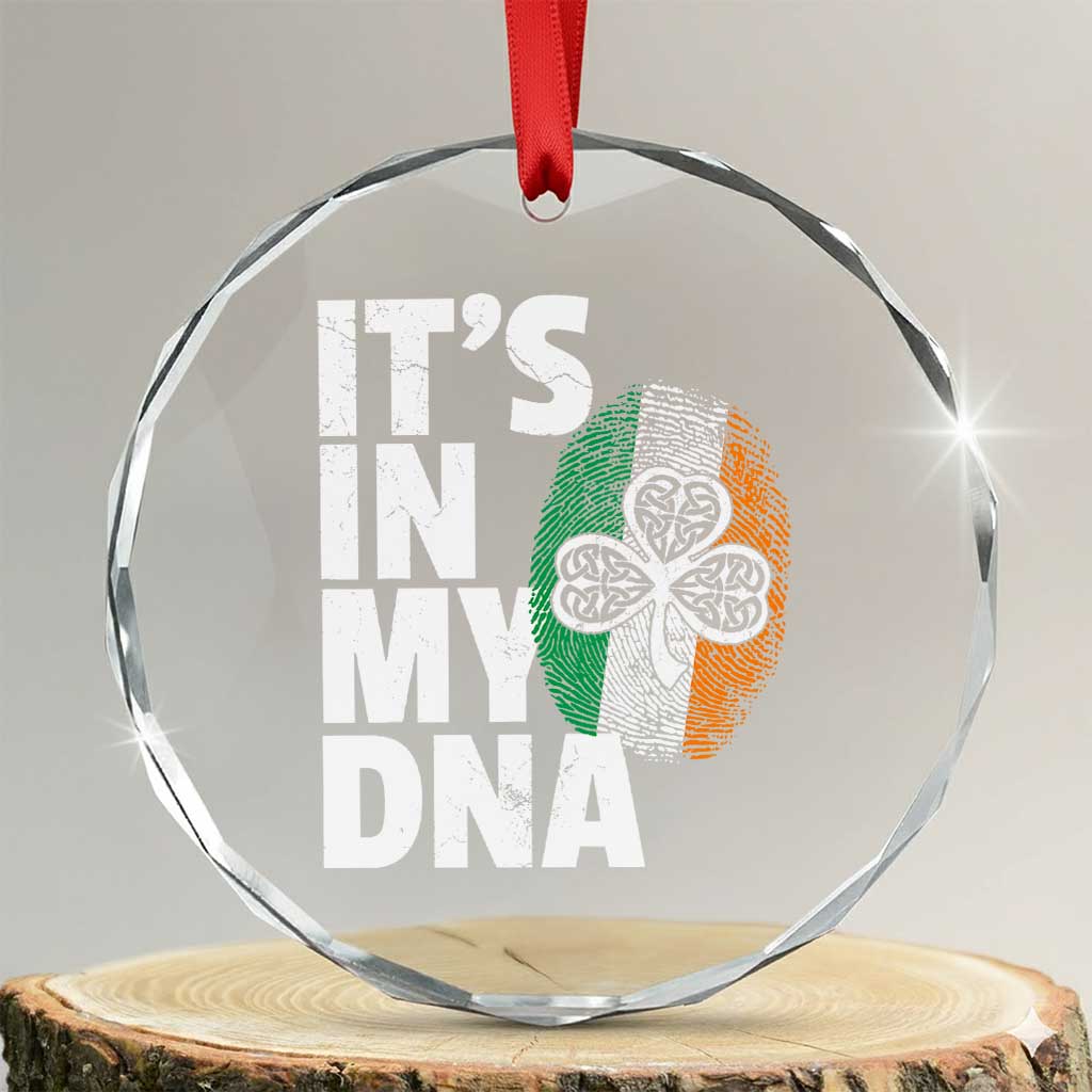 Funny Irish It's In My DNA Crystal Glass Ornament Ireland Fingerprint Flag - Wonder Print Shop