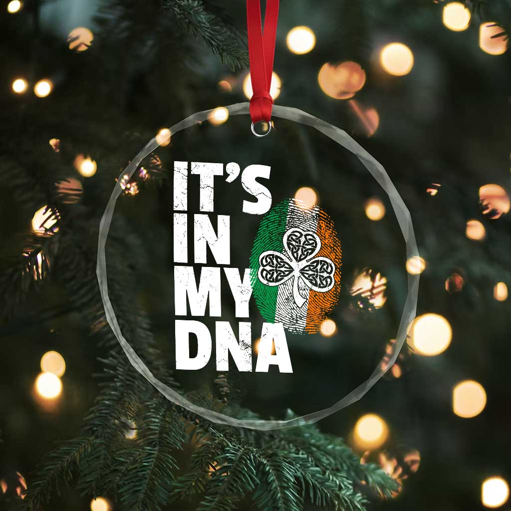 Funny Irish It's In My DNA Crystal Glass Ornament Ireland Fingerprint Flag - Wonder Print Shop