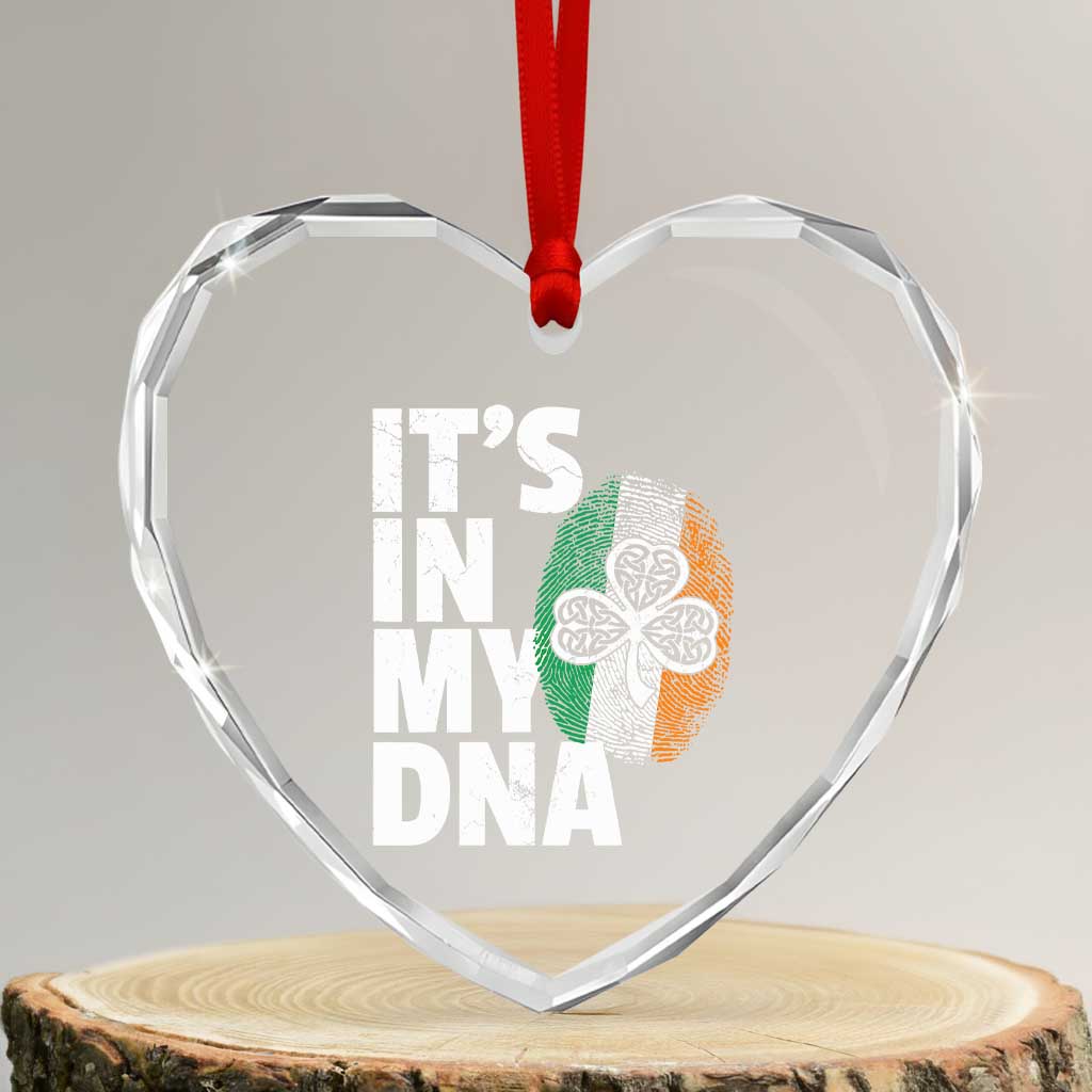 Funny Irish It's In My DNA Heart Crystal Glass Ornament Ireland Fingerprint Flag - Wonder Print Shop
