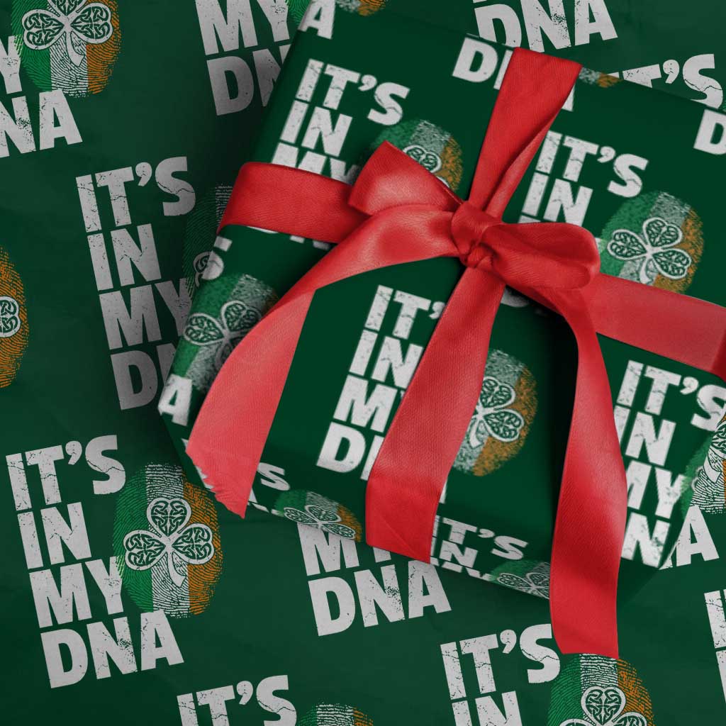 Funny Irish It's In My DNA Wrapping Paper Roll Ireland Fingerprint Flag - Wonder Print Shop