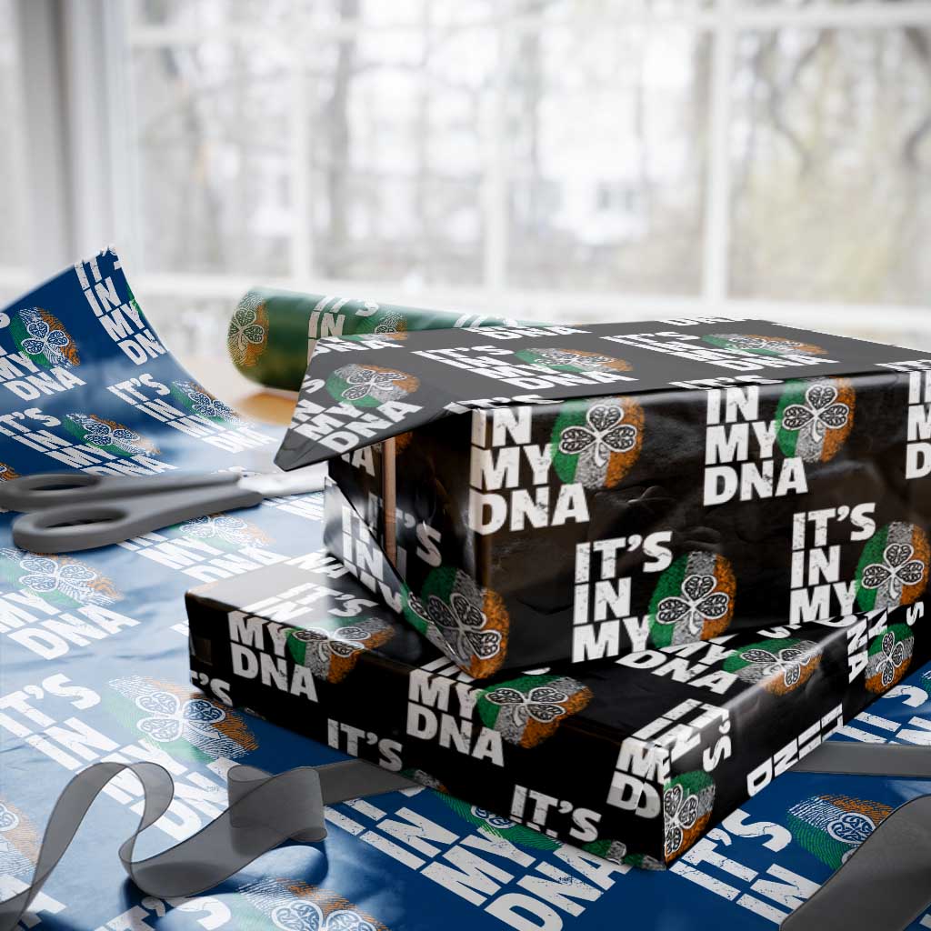 Funny Irish It's In My DNA Wrapping Paper Roll Ireland Fingerprint Flag - Wonder Print Shop