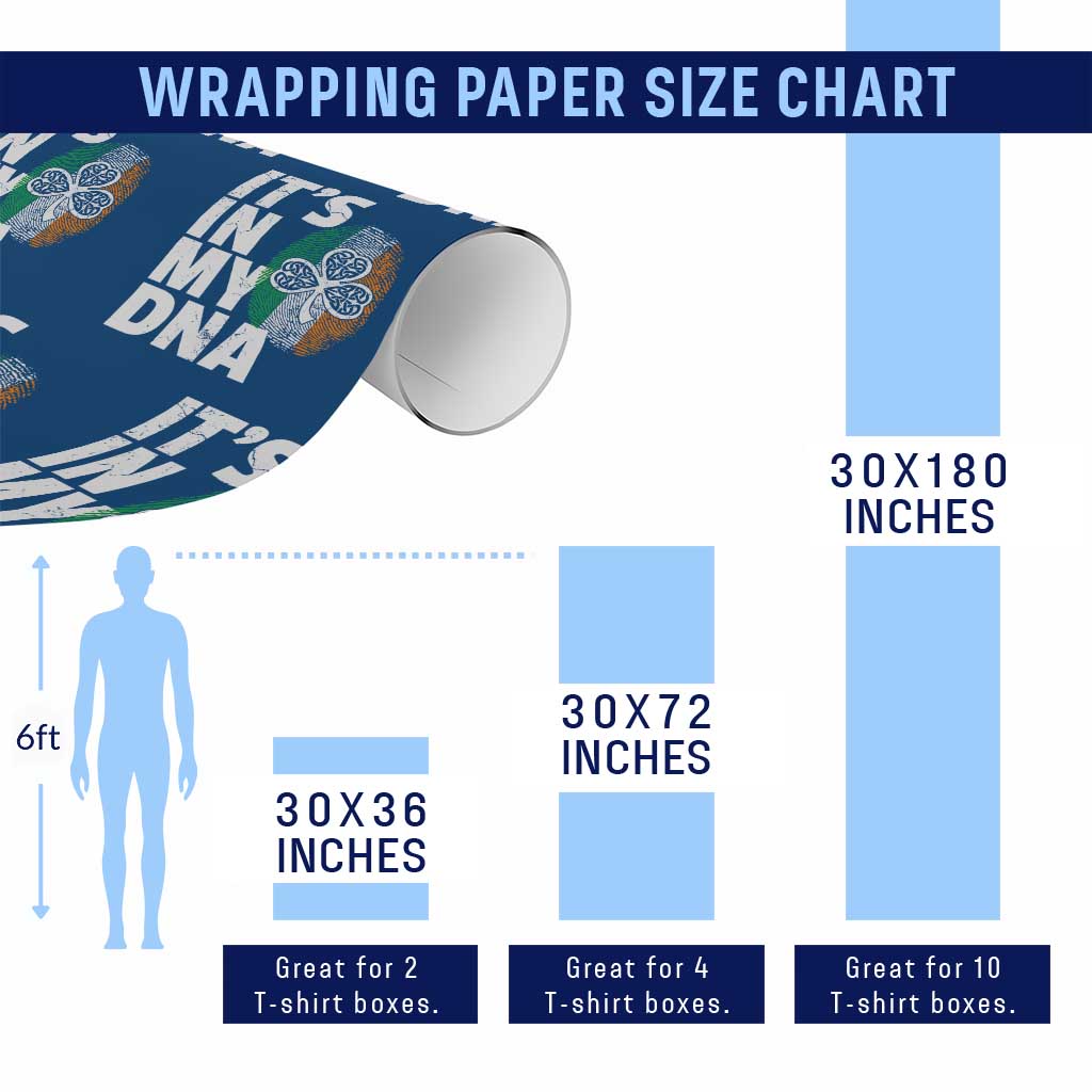 Funny Irish It's In My DNA Wrapping Paper Roll Ireland Fingerprint Flag - Wonder Print Shop