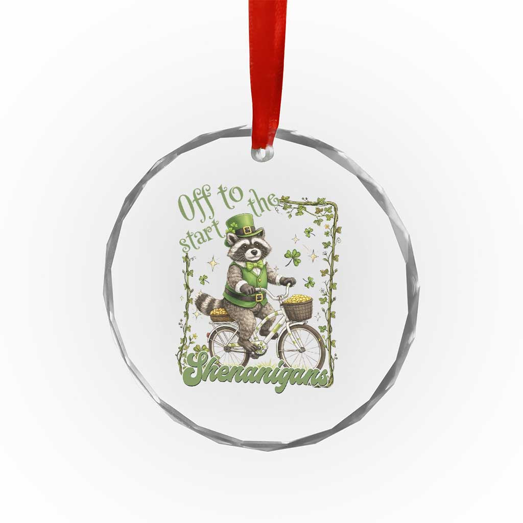 Funny Irish Raccoon Driver Crystal Glass Ornament Off To Start The Shenanigans
