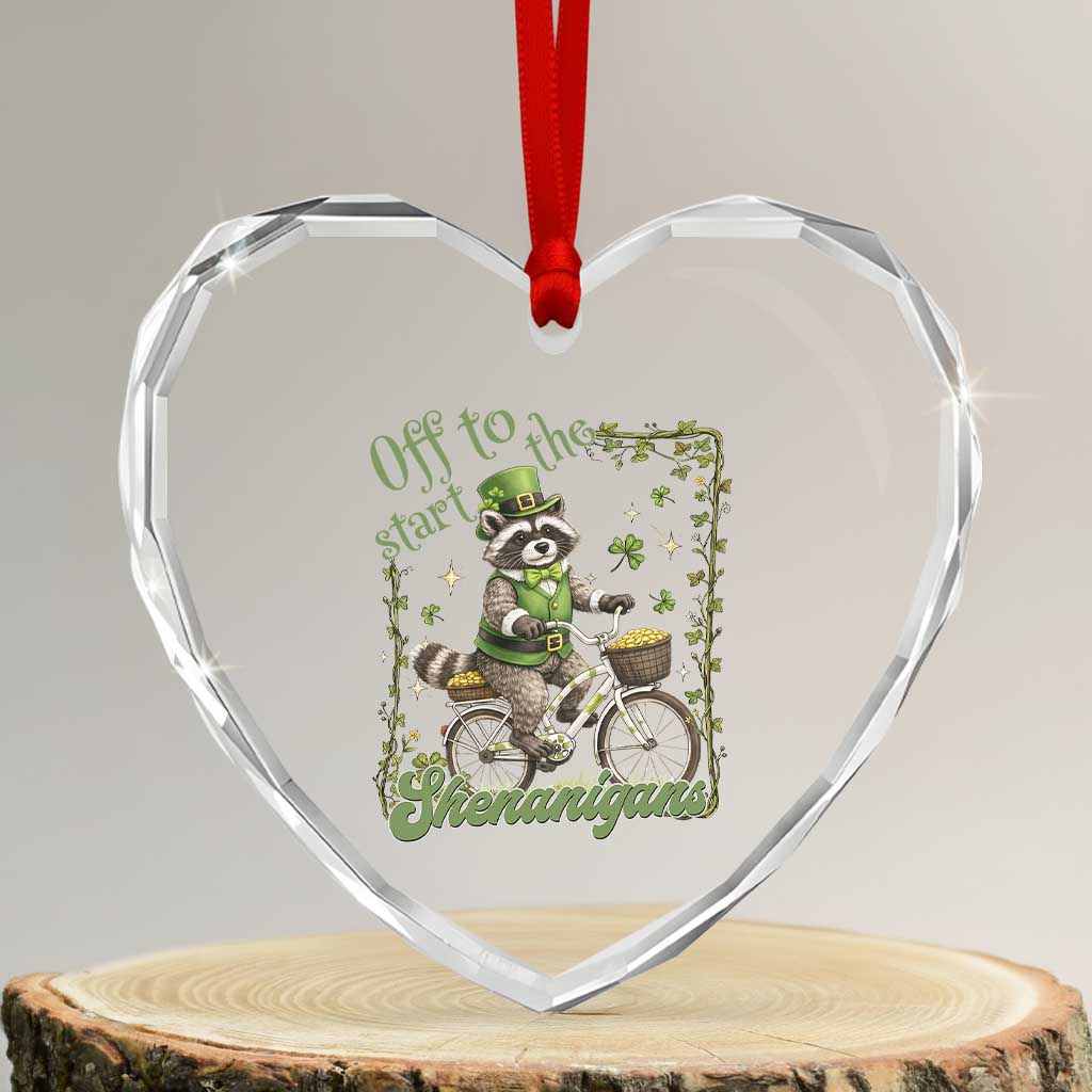 Funny Irish Raccoon Driver Heart Crystal Glass Ornament Off To Start The Shenanigans
