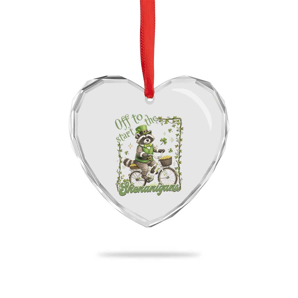 Funny Irish Raccoon Driver Heart Crystal Glass Ornament Off To Start The Shenanigans