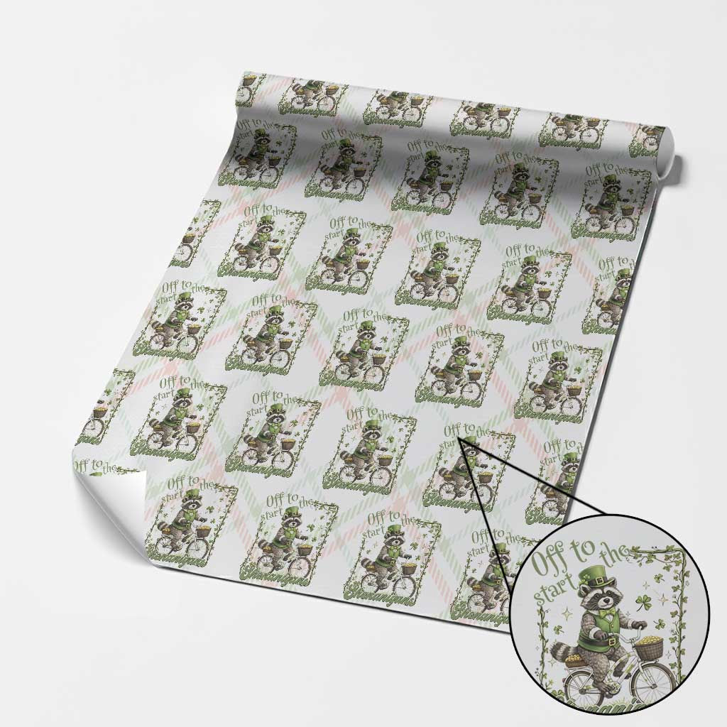 Funny Irish Raccoon Driver Wrapping Paper Roll Off To Start The Shenanigans