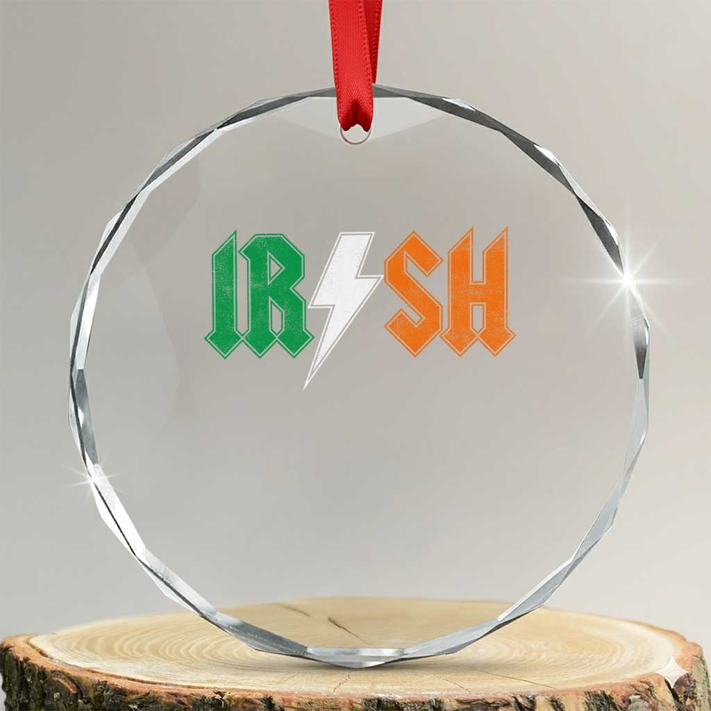 Funny Irish Rocker St Patricks Day Lightning Bolt Rock Music Lover Crystal Glass Ornament