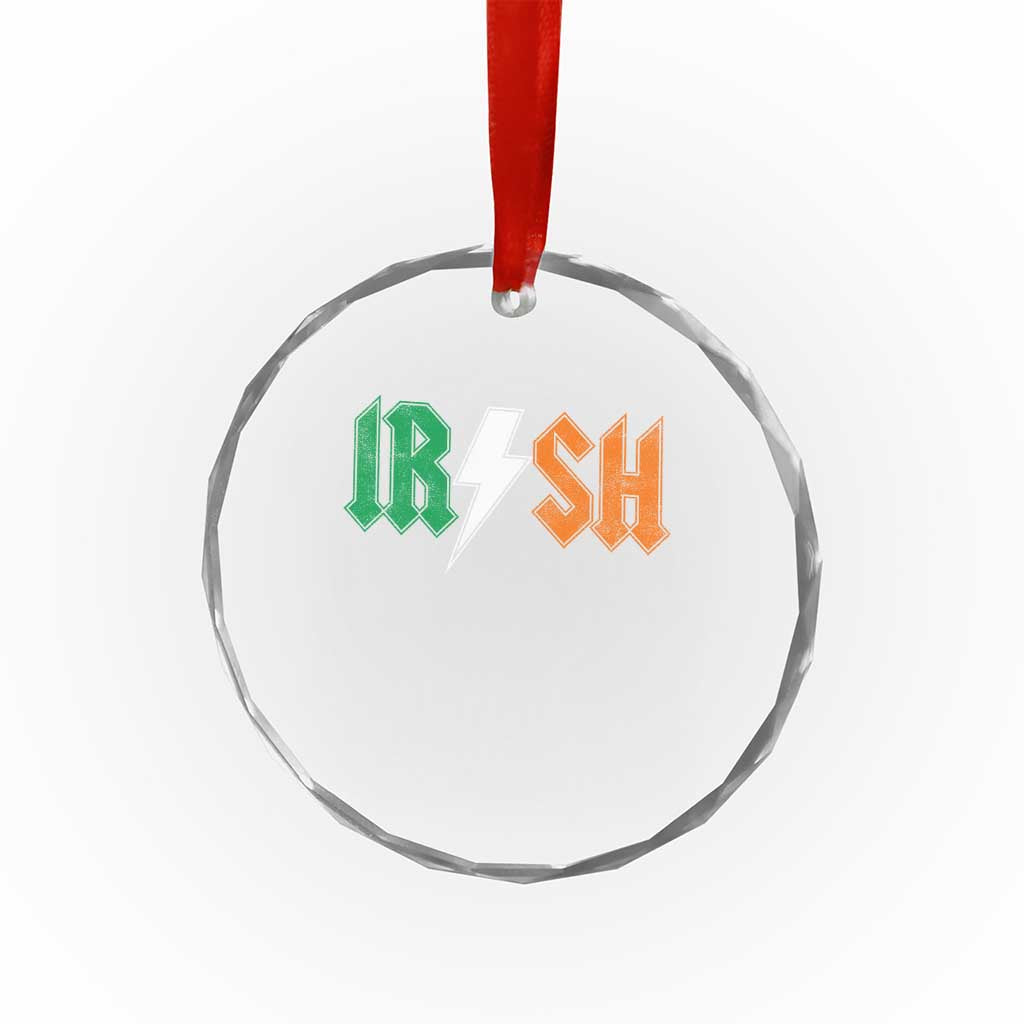 Funny Irish Rocker St Patricks Day Lightning Bolt Rock Music Lover Crystal Glass Ornament