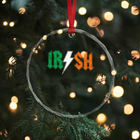 Funny Irish Rocker St Patricks Day Lightning Bolt Rock Music Lover Crystal Glass Ornament