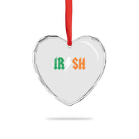 Funny Irish Rocker St Patricks Day Lightning Bolt Rock Music Lover Heart Crystal Glass Ornament