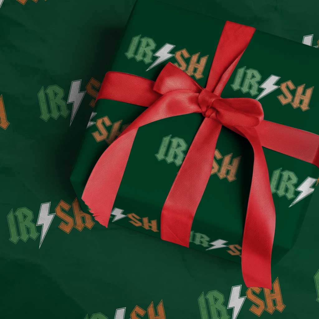 Funny Irish Rocker St Patricks Day Lightning Bolt Rock Music Lover Wrapping Paper Roll