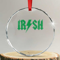 Funny Irish Rocker St Patrickss Day Lightning Bolt Rock and Roll Crystal Glass Ornament