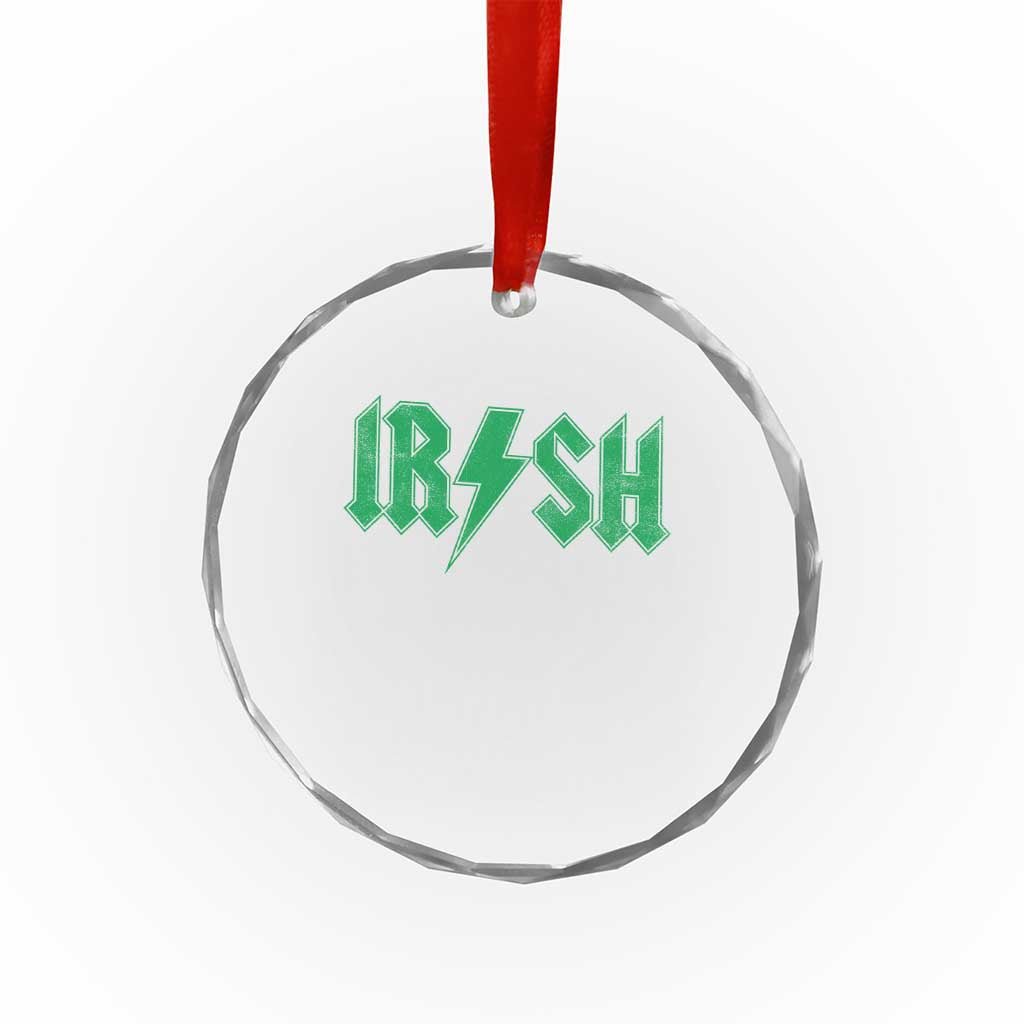 Funny Irish Rocker St Patrickss Day Lightning Bolt Rock and Roll Crystal Glass Ornament