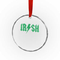 Funny Irish Rocker St Patrickss Day Lightning Bolt Rock and Roll Crystal Glass Ornament