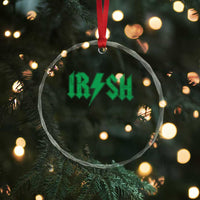Funny Irish Rocker St Patrickss Day Lightning Bolt Rock and Roll Crystal Glass Ornament