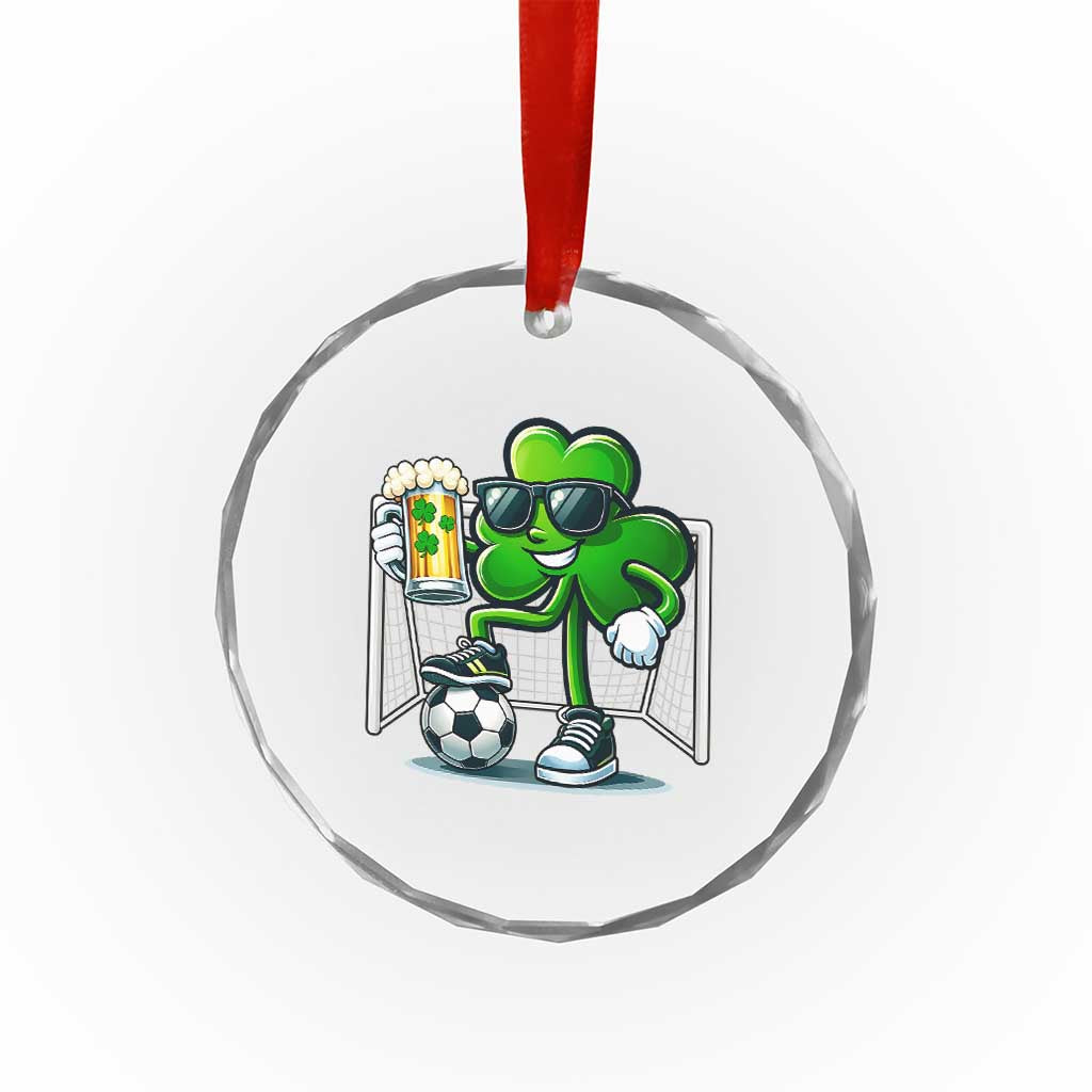 Funny Irish Shamrock Dabbing Soccer Crystal Glass Ornament St Patricks Day