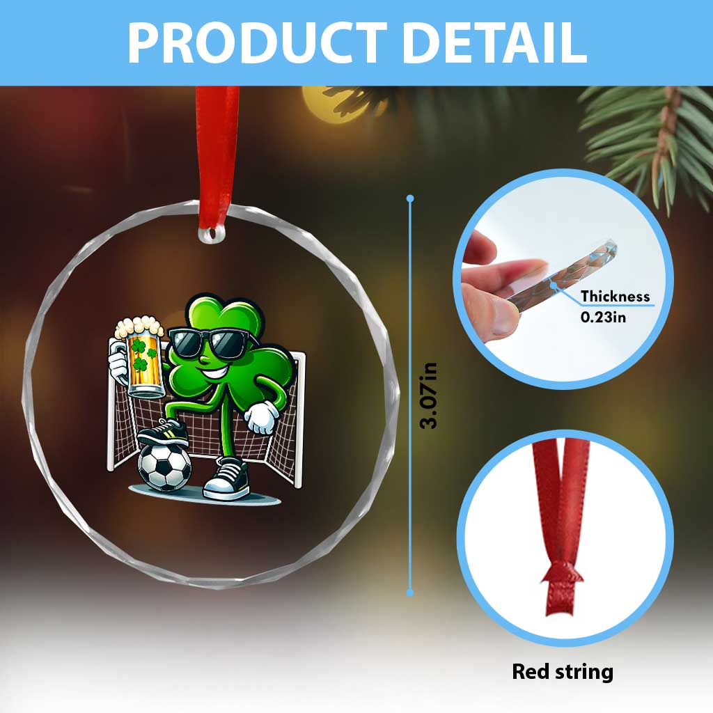 Funny Irish Shamrock Dabbing Soccer Crystal Glass Ornament St Patricks Day