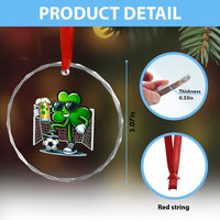 Funny Irish Shamrock Dabbing Soccer Crystal Glass Ornament St Patricks Day
