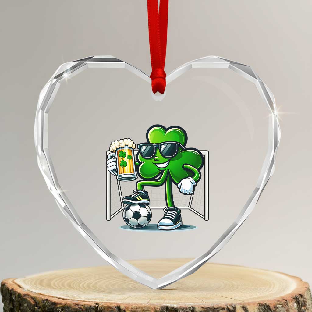 Funny Irish Shamrock Dabbing Soccer Heart Crystal Glass Ornament St Patricks Day