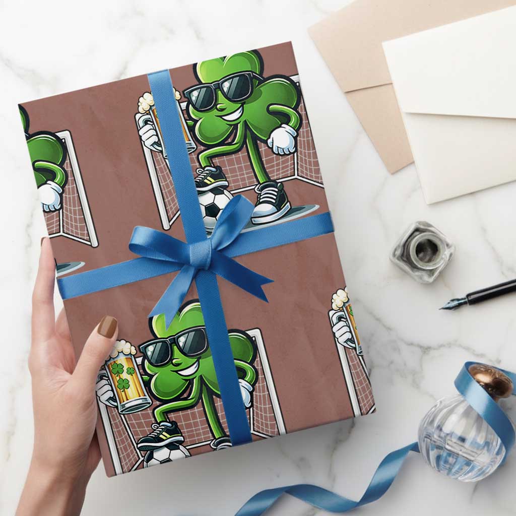 Funny Irish Shamrock Dabbing Soccer Wrapping Paper Roll St Patricks Day