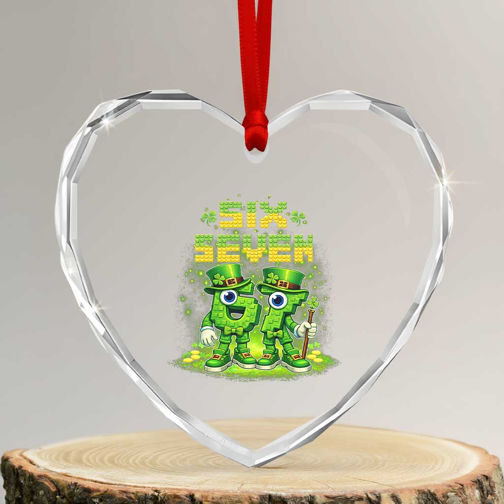 Funny Irish St Patricks Day 67 Heart Crystal Glass Ornament Six Seven Brainrot Italian Gaming 6 7 Meme Gen Alpha Slang