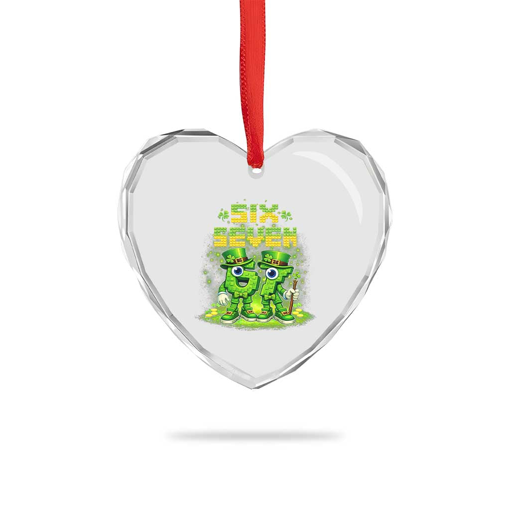 Funny Irish St Patricks Day 67 Heart Crystal Glass Ornament Six Seven Brainrot Italian Gaming 6 7 Meme Gen Alpha Slang