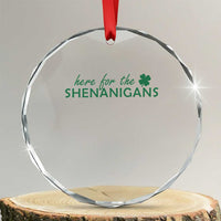 Funny Irish St Patricks Day Crystal Glass Ornament Here For The Shenanigan Shamrock