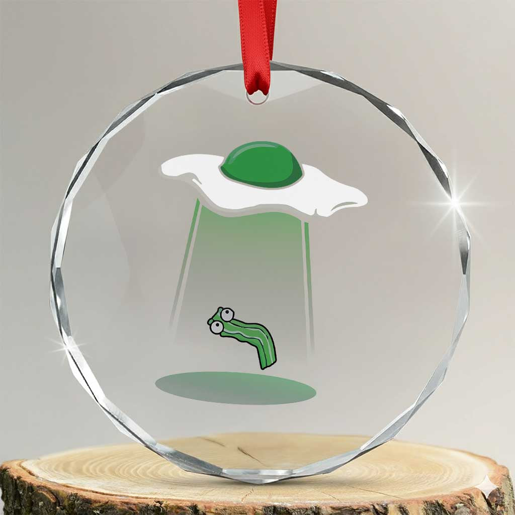 Funny Irish St Patricks Day Crystal Glass Ornament UFO Egg Bacon Abduction Funny