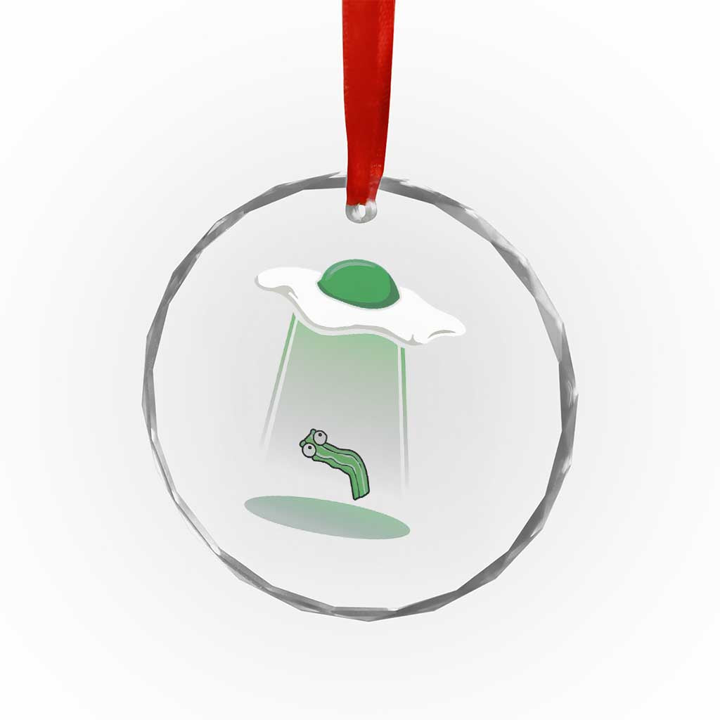 Funny Irish St Patricks Day Crystal Glass Ornament UFO Egg Bacon Abduction Funny